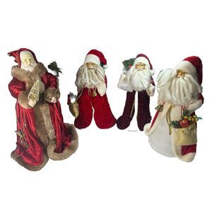 Vintage LOT Of 4 Big Santa Claus Christmas Holiday Figures Statues Tree Toppers